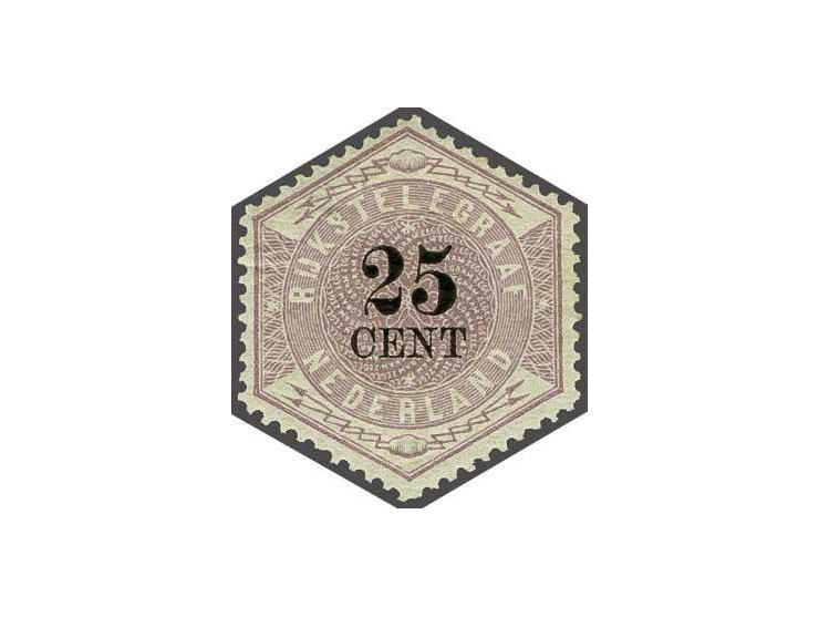 25 cent lila en zwart, pracht ex. met certificaat Vleeming 2018: Zegel en tanding echt, originele gom met meerdere sporen ver