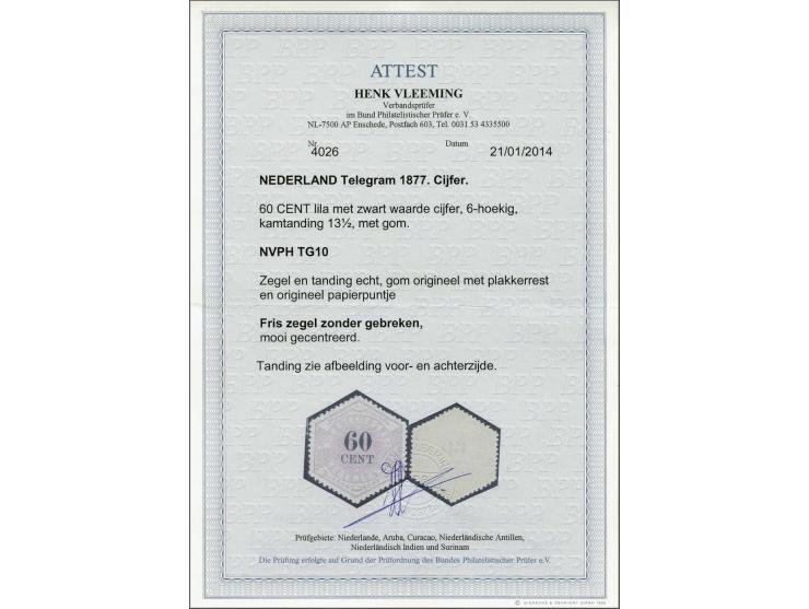60 cent lila en zwart, pracht ex. met certificaat Vleeming 2014, cat.w. 700