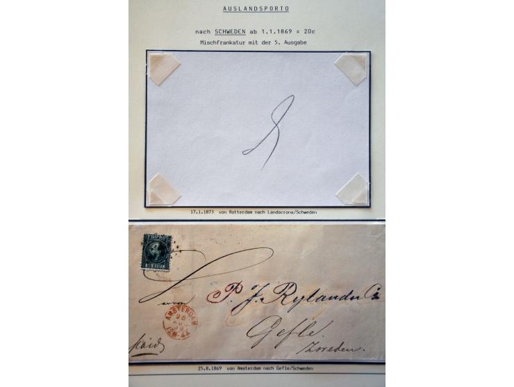 collectie van 37 poststukken (w.b. enkele voorzijdes) met veel buitenlandse bestemmingen, enkele betere frankeringen, monster