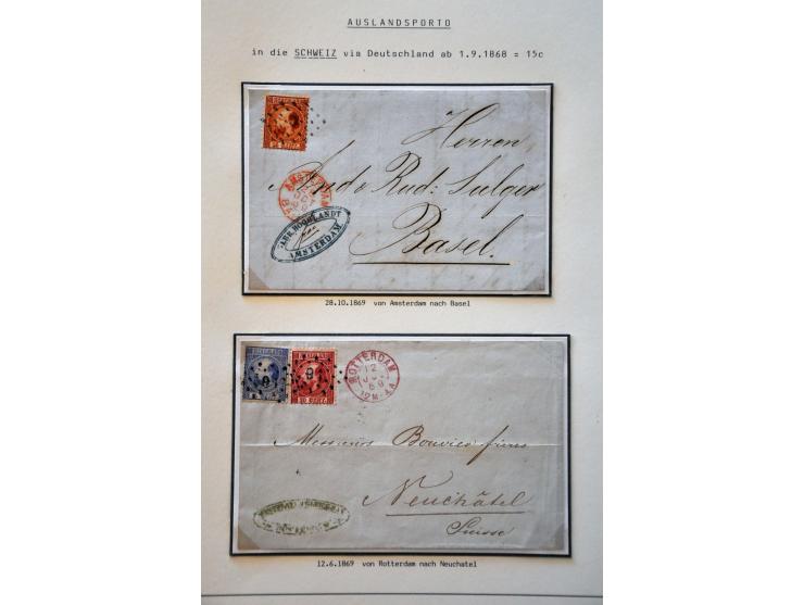 collectie van 37 poststukken (w.b. enkele voorzijdes) met veel buitenlandse bestemmingen, enkele betere frankeringen, monster