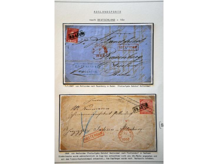 collectie van 37 poststukken (w.b. enkele voorzijdes) met veel buitenlandse bestemmingen, enkele betere frankeringen, monster