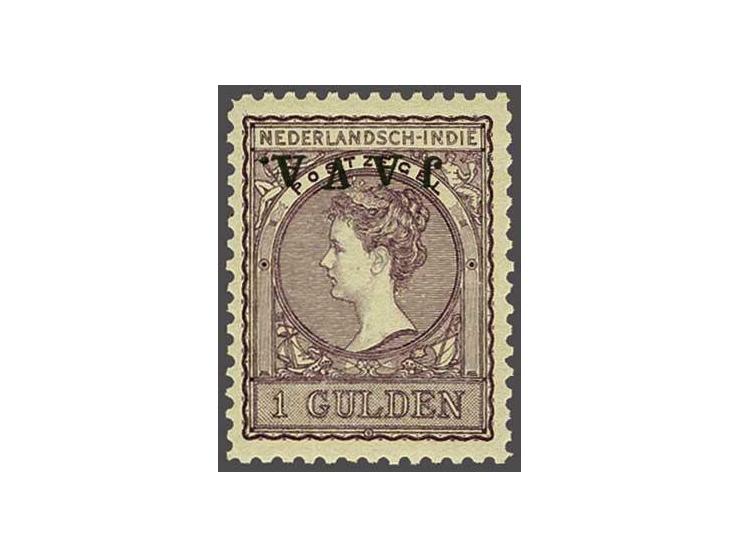Java 1 gulden doflila met variëteit kopstaande opdruk met certificaat Muis 2001, cat.w. 475