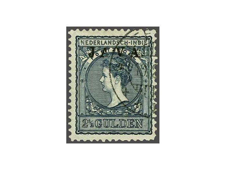Java 2½ gulden zwartblauw met variëteit opdruk hoogstaand, pracht ex. met certificaat Vleeming 2017, cat.w. 5500