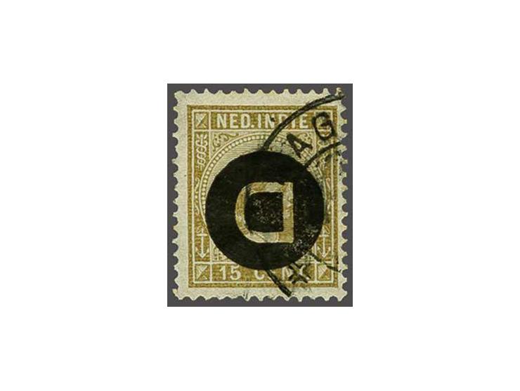 15 cent olijfbruin met variëteit kopstaande opdruk, pracht ex. met certificaat Ned. Bond 2001, cat.w. 350