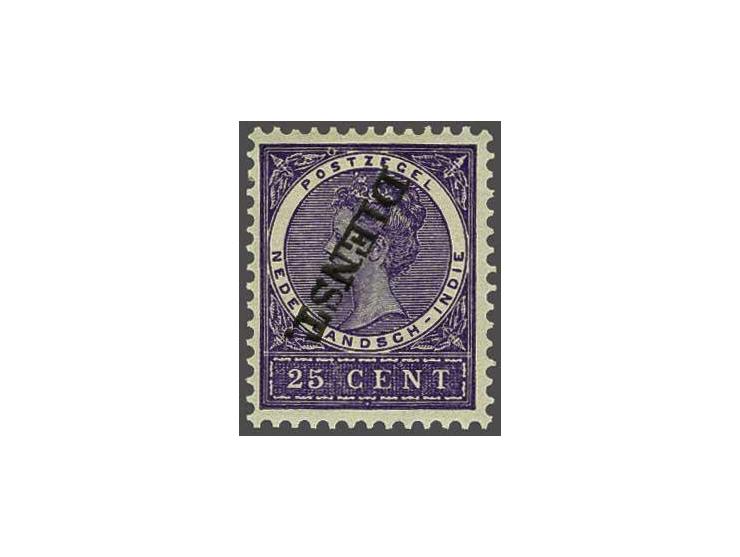 25 cent violet met variëteit kopstaande opdruk, luxe ex. gesigneerd Hekker en met certificaat Ned. Bond 2001, cat.w. 1750