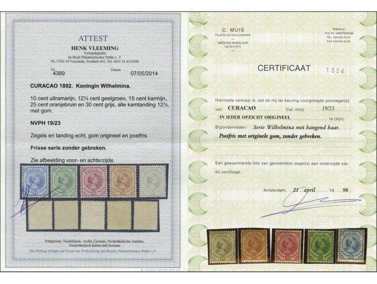 Hangend Haar 10 t/m 30 cent met certificaten Muis 1998 en Vleeming 2014, cat.w. 1535