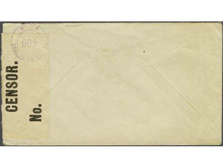 Cijfer 5 cent roze met grootrond CURAÇAO 8 nov 18 (J/B type D, op zegel R, op brief unknown) firma envelop (links archiefvouw