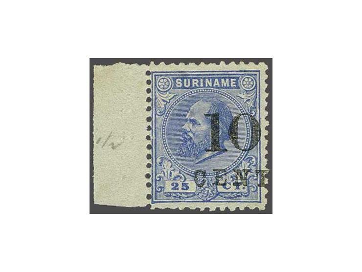 Hulpuitgifte 10 op 25 cent ultramarijn tanding 11½ x 12 met velrand, pracht ex. met certificaat Moeijes 1990, cat.w. 825