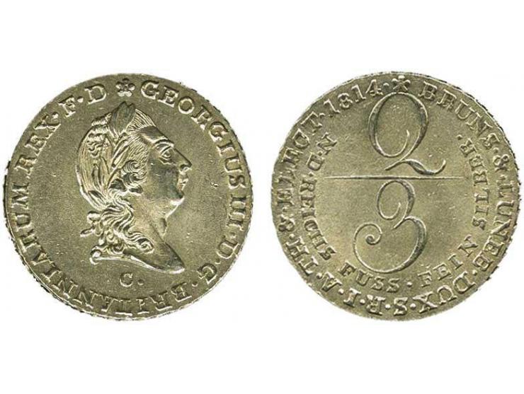 Hannover 2/3 Thaler 1814 Georg III, Vz+