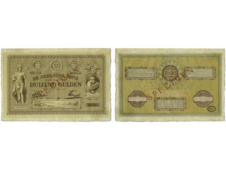1000 Gulden 03-01-1919 (P60s/Mev.127b/H112c) Specimen diagonaal in rood op voor- en keerzijde met handtekening v.d.Berg - Zei