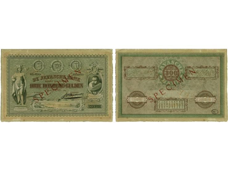 300 Gulden 30-04-1901 (P58s/Mev.125b/H110b) Specimen diagonaal in rood op voor- en keerzijde met handtekening Meertens - Vign