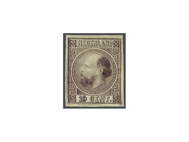 Ongetande kleurproef 10 cent type I door J.W. van Kempen te Voorschoten in violet, pracht ex.
