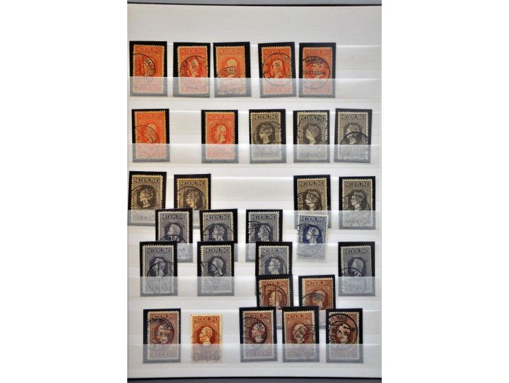 Jubileum 1913, collectie */** en gestempeld w.b. grotere eenheden, stempels (o.a. grootrond), nr. 101 (4x w.b. 3 ex. vals), 1