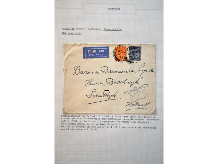 collectie luchtpost Nederland-Engeland en Engeland-Nederland 1921-1946,40 poststukken w.b. betere vluchten, gebruik luchtpost