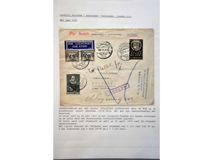 collectie luchtpost Nederland-Engeland en Engeland-Nederland 1921-1946,40 poststukken w.b. betere vluchten, gebruik luchtpost