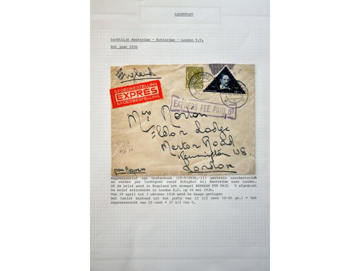 collectie luchtpost Nederland-Engeland en Engeland-Nederland 1921-1946,40 poststukken w.b. betere vluchten, gebruik luchtpost