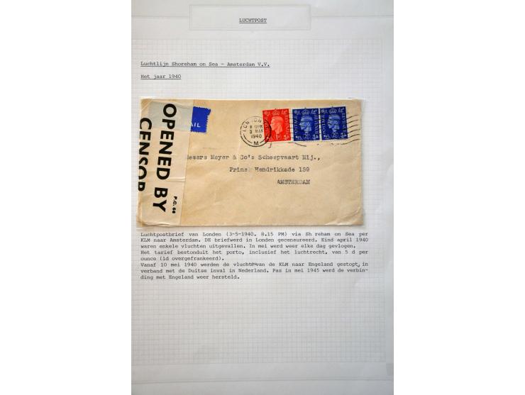 collectie luchtpost Nederland-Engeland en Engeland-Nederland 1921-1946,40 poststukken w.b. betere vluchten, gebruik luchtpost