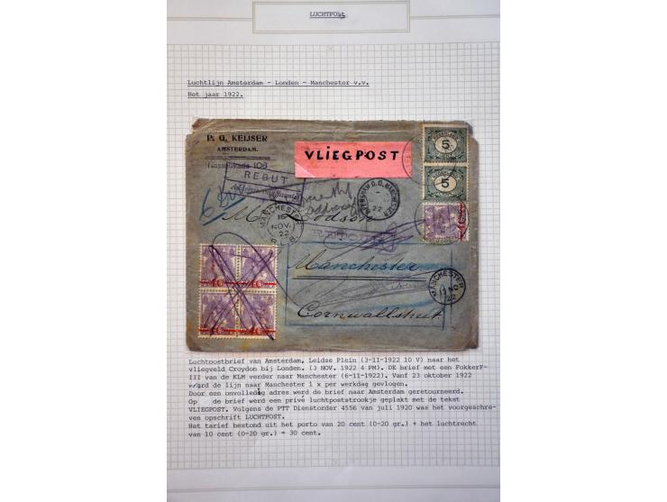 collectie luchtpost Nederland-Engeland en Engeland-Nederland 1921-1946,40 poststukken w.b. betere vluchten, gebruik luchtpost