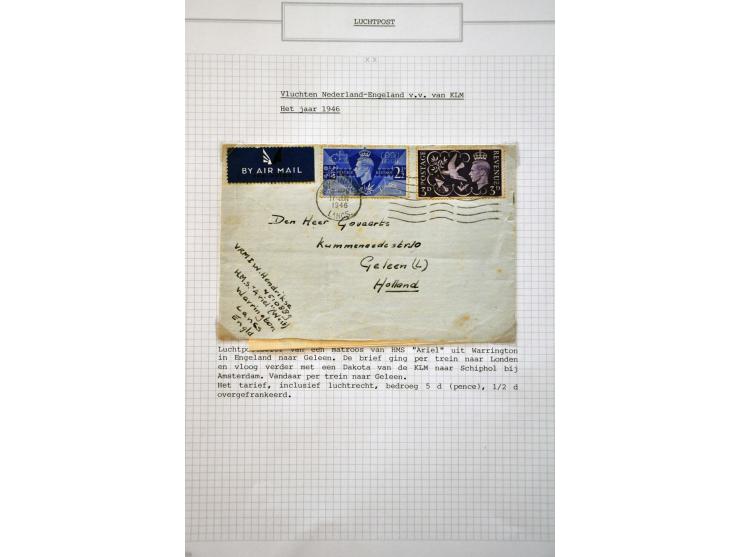 collectie luchtpost Nederland-Engeland en Engeland-Nederland 1921-1946,40 poststukken w.b. betere vluchten, gebruik luchtpost
