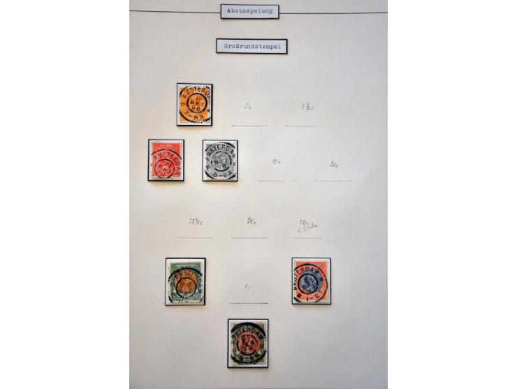 emissie Hangend Haar stempelcollectie met betere ex. en mooie afdrukken w.b. grootrond, dubbelring, halte en langstempels (o.