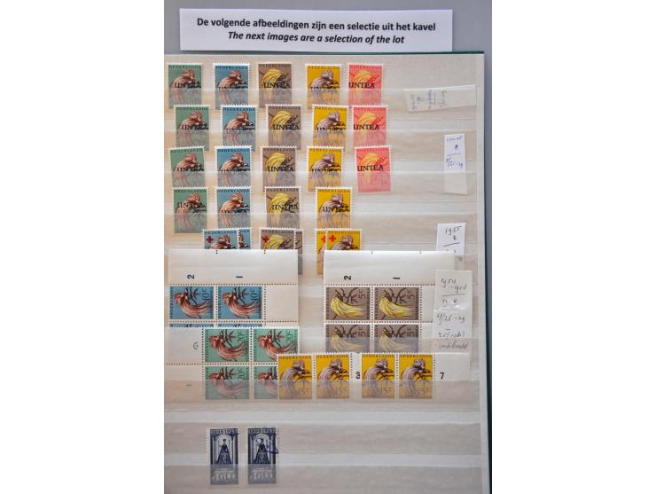 w.b. nr. 131 gebruikt (2x), nrs. 530 en 533 ** (beide 5x) en veel Nieuw-Guinea met UNTEA in 2 insteekboeken