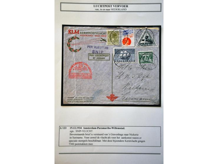 luchtpost, collectie van ca. 90 poststukken met beter materiaal w.b. enkele ijspostvluchten, keurig opgezet en beschreven in 