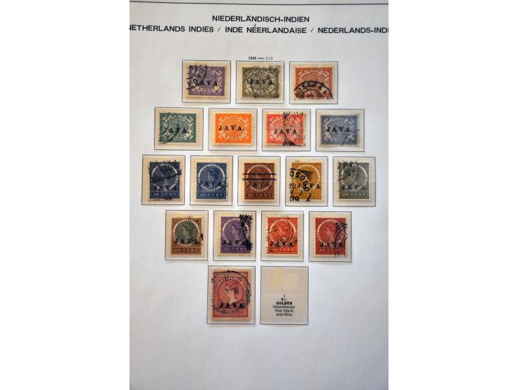 collectie vanaf 1864 met enkele betere ex. en series (w.b. Bernardfonds gestempeld, En Face Antillen *) in 3 Schaubek klemban