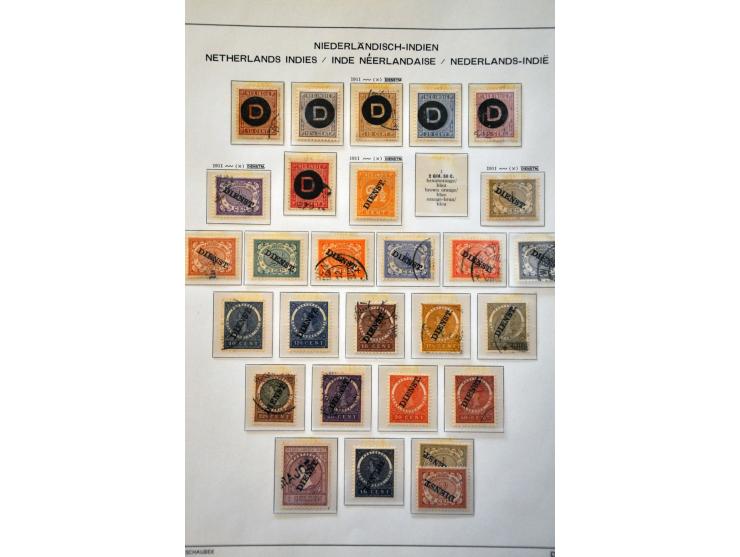 collectie vanaf 1864 met enkele betere ex. en series (w.b. Bernardfonds gestempeld, En Face Antillen *) in 3 Schaubek klemban