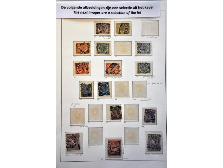 emissies Cijfer 1902 en Veth, gespecialiseerde collectie w.b. stempels, plaatfouten, grotere eenheden, Java en Buiten Bezit, 