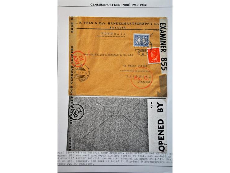 95 poststukken 1940-1942 van/naar buitenland met cenuur w.b. krantenwikkel 1940 met blauw kastje opened by british/ naval aut
