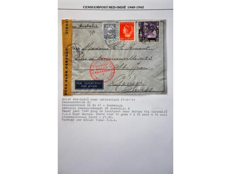 95 poststukken 1940-1942 van/naar buitenland met cenuur w.b. krantenwikkel 1940 met blauw kastje opened by british/ naval aut
