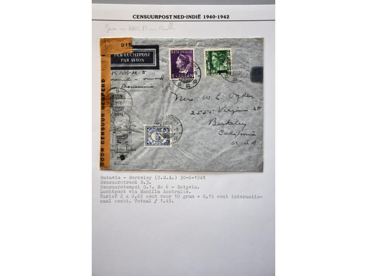 95 poststukken 1940-1942 van/naar buitenland met cenuur w.b. krantenwikkel 1940 met blauw kastje opened by british/ naval aut