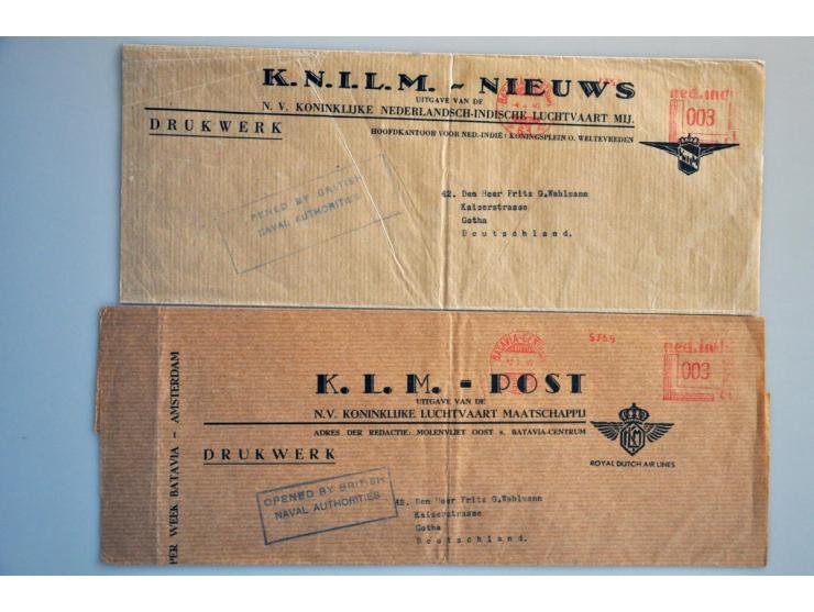 95 poststukken 1940-1942 van/naar buitenland met cenuur w.b. krantenwikkel 1940 met blauw kastje opened by british/ naval aut