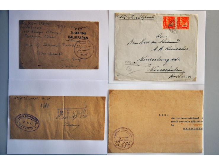 Nederlands gezag 1945-1950, 21 poststukken w.b. gecontroleerd (Bu.NCD6) op brief Bandoeng-Voorschoten 19.12.47, Passed by RNF