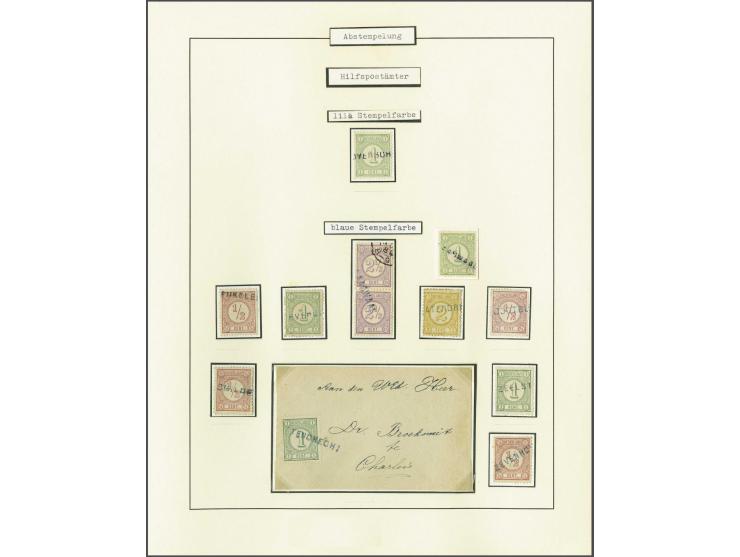 Langstempels mooie collectie A-Z met betere ex. en mooie afdrukken, ruim 130 ex. en 8 post(waarde)stukken mooi opgezet in bla