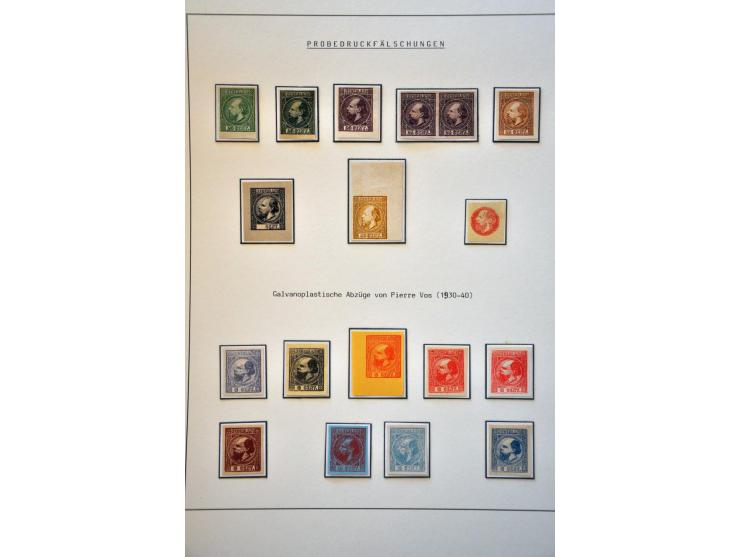 Ontwerpen door Oscar Berger-Levrault te Straatsburg. Collectie van 21 zegels w.b. 1 velletje. Tevens vervalsingen diverse pro