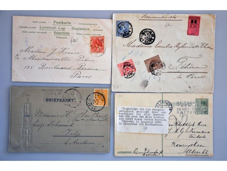 80 deels betere poststukken ca.1865-1930 w.b. met puntstempel 6 APELDOORN-LOO (1878), ongebruikt postblad 5 cent Willem III m
