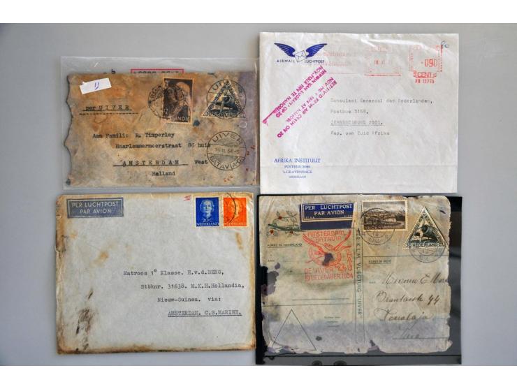 7 crashcovers 1937-1952 (w.b. 3x Uiver) en 2 enveloppen 1938 en 1974 (zonder inhoud)