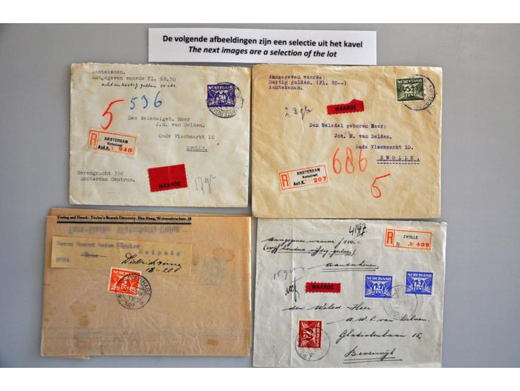 36 poststukken met Lebeau Cijfer w.b. aangetekend, expresse, waarde en censuur