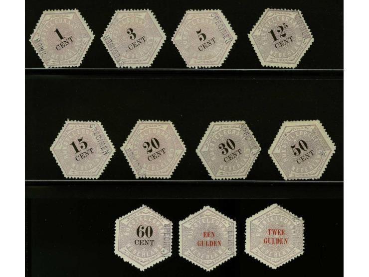 1 cent t/m 2 gulden met specimen opdruk, vrijwel pracht ex. (enkele waarden zonder gom en/of met minieme tandinggebreken), ca