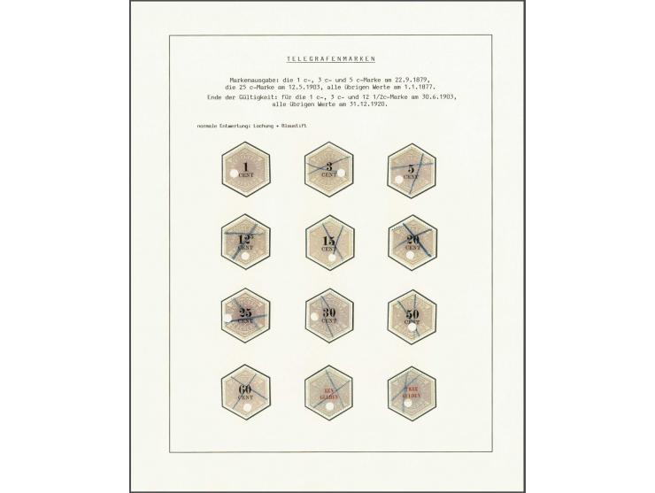 Collectie w.b. 1 cent t/m 2 gulden compleet gebruikt en 5 ex. met postale afstempelingen
