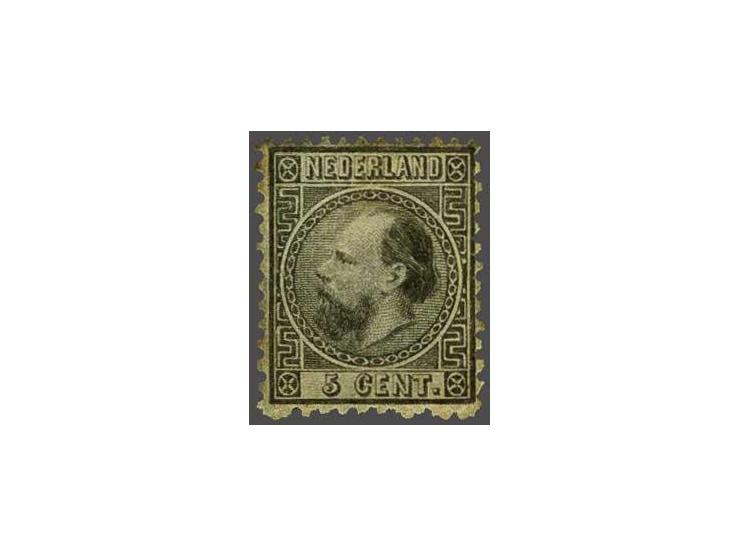 Getande kleurproef 5 cent type I door J.W. van Kempen te Voorschoten in zwart, vrijwel pracht ex. (deels getint)