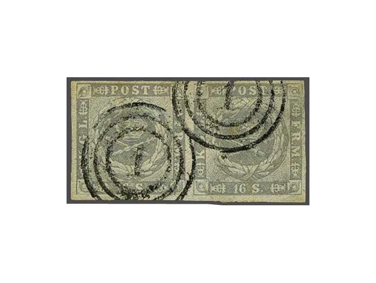 Coat of Arms 16 skilling grey violet in pair, fine/very fine and signed Wahl, cat.v. 440+