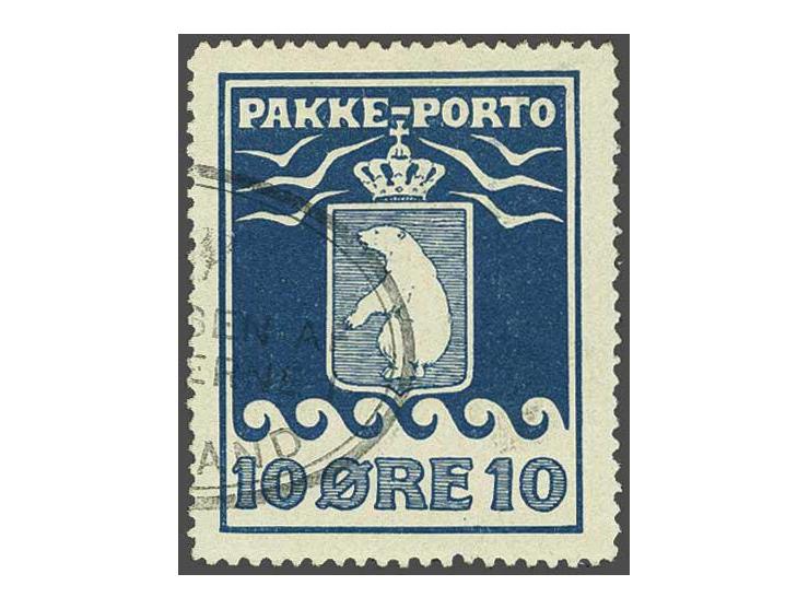 Pakkeporto 10 øre blue, very fine used, cat.v. 550 (Facit nr. P3, SEK 5500)