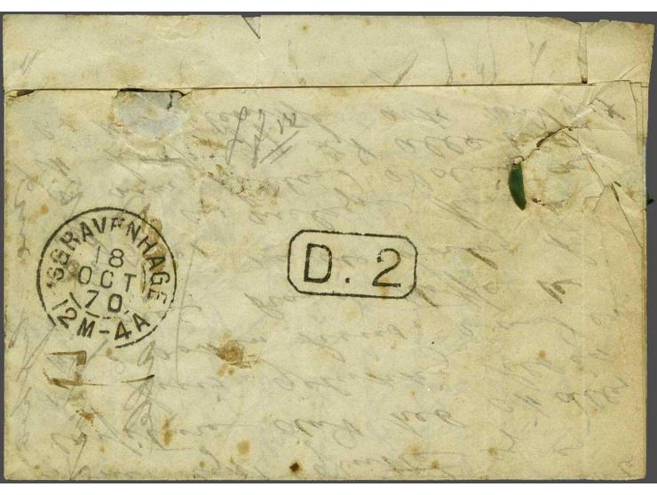 Napoleon III 40 centimes orange on lettersheet  from Paris 14-10-1870 per Ballon Monté Jules Favre No. 1 via Chimay in Belgiu