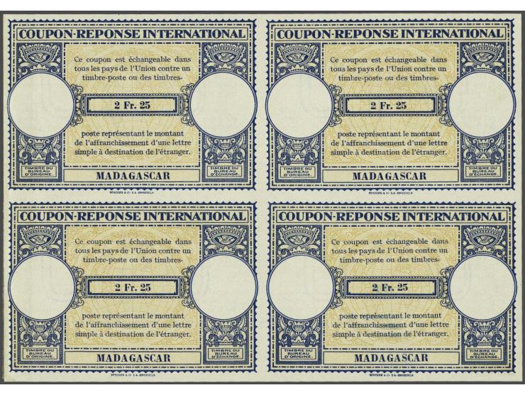 type London 2 Fr. 25 in a block of 4 which originated from the King Fuad collection, probably a unique postal stationary item
