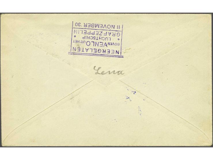 Flight to the Netherlands by the Graf Zeppelin 11-11-1930. Südamerikafahrt 2 mark blue on cover with all the relevant cachets