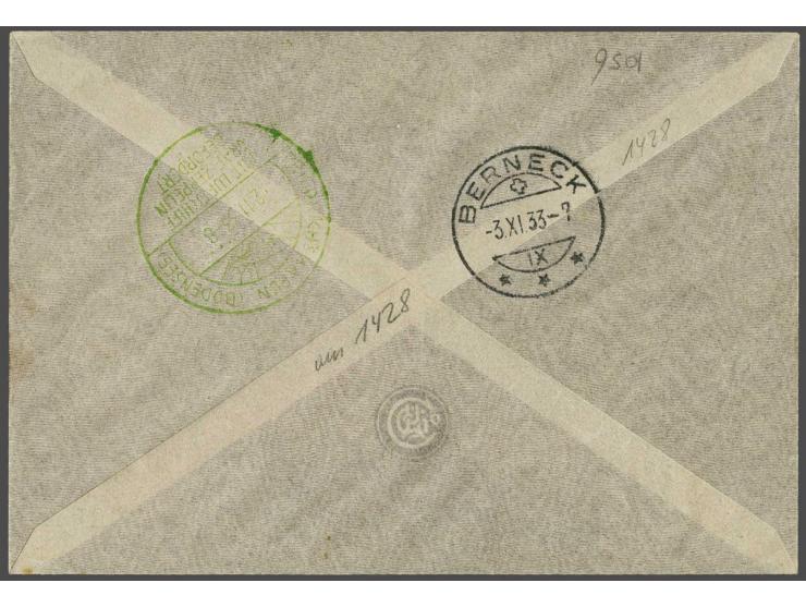 Chicagofahrt 1933. 4 mark brown on cover to Switzerland, stage Friedrichshafen-Friedrichshafen, signed by crew members Albert