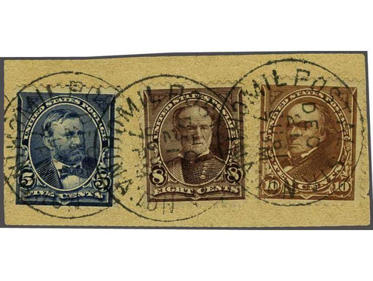 Ulysses Grant 5 cents blue, William Sherman 8 cents lilac and Daniel Webster 10 cents orange brown tied with cds Mil Postal S