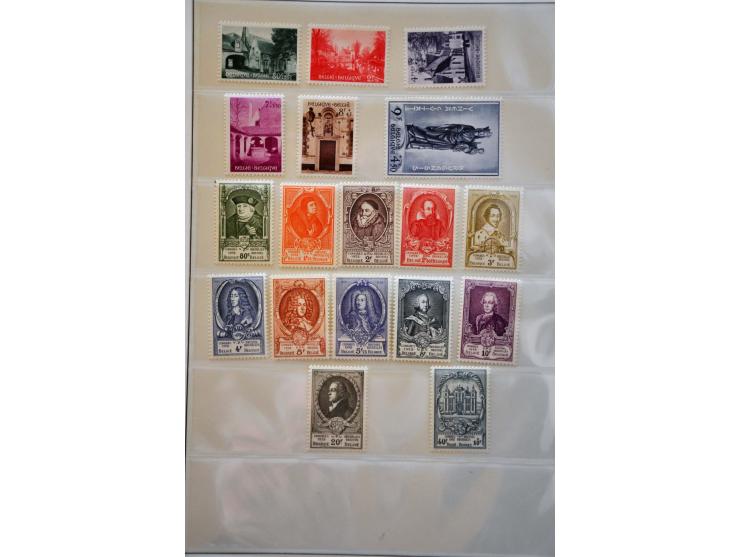 meest */** met beter materiaal w.b. Grote Orval, UPU 1952 (2x), Schrijvers, iets koloniën etc. op insteekbladen
